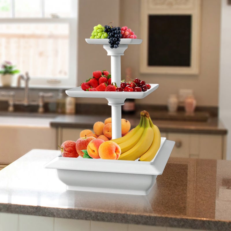 Chef Buddy 3-Tier Cupcake Stand - Square Display Stand for Birthday, Tea Party, Wedding, or Baby Showers - Dessert Table Display Set (White) - Image 5